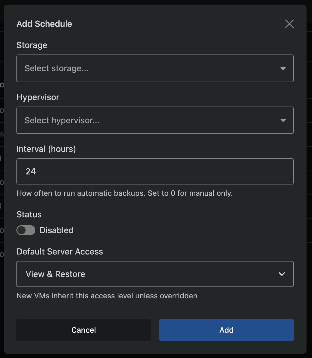 Add Schedule modal