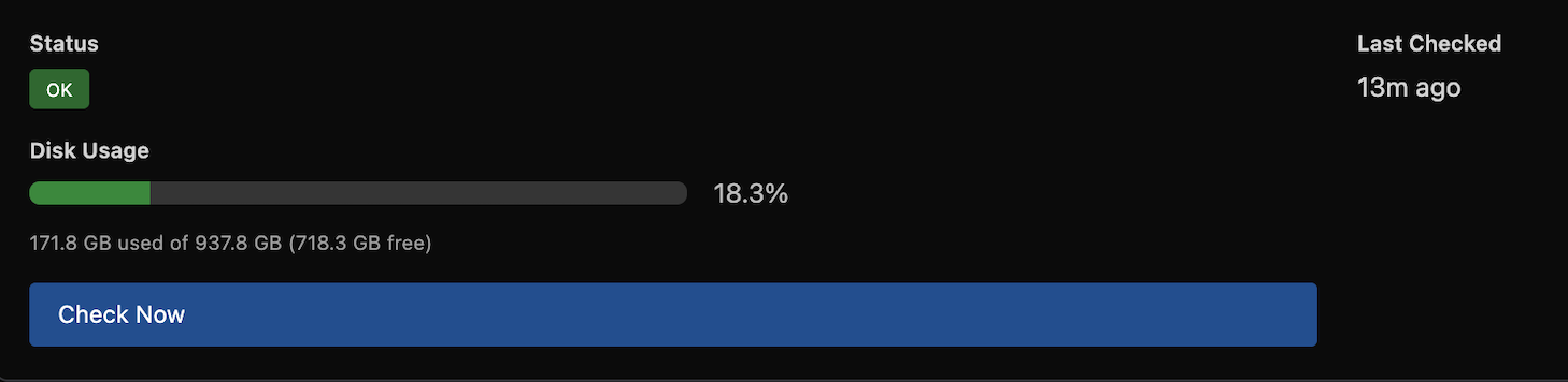 Test storage modal